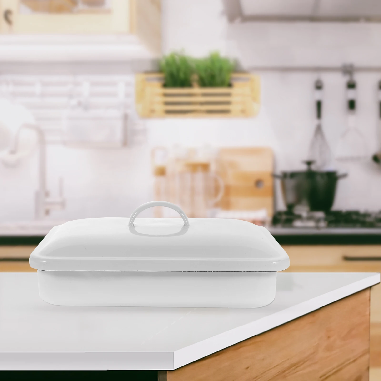 

Thickened Enamel Fresh-Keeping Tray Food-Grade Heat-Resistant Baking Pan Non-Stick Oven Tray for Desserts Pizza Pancake