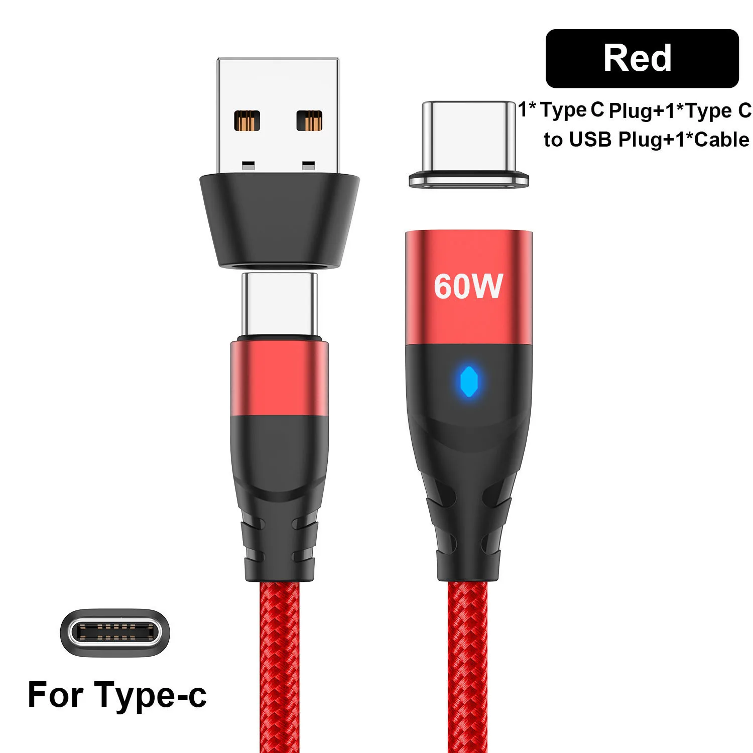 60W magnetische kabel Snel opladen USB C naar Type C Micro magnetisch datakabel voor iPhone Samsung magneetoplader Draad USB A-adapter