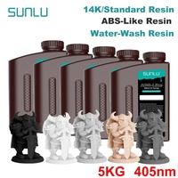 SUNLU 5KG ABS-Like/ Standard / Water-Wash/ 14K High Precision Resin 405nm Rapid UV-Curing Photopolymer Resin 1KG/Bottle