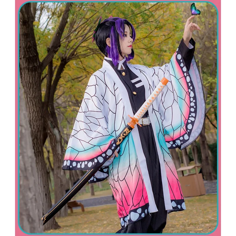 Аниме Demon Slayer Kochou Shinob Костюм для взрослых и детей, Kimetsu No Yaiba, наряд для косплея, кимоно, униформа, праздничная одежда