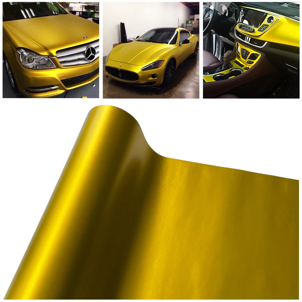 

Gold Satin Matte Chrome Vinyl Wrap Film Self-Adhesive for Car Motorcycle Decal Sticker