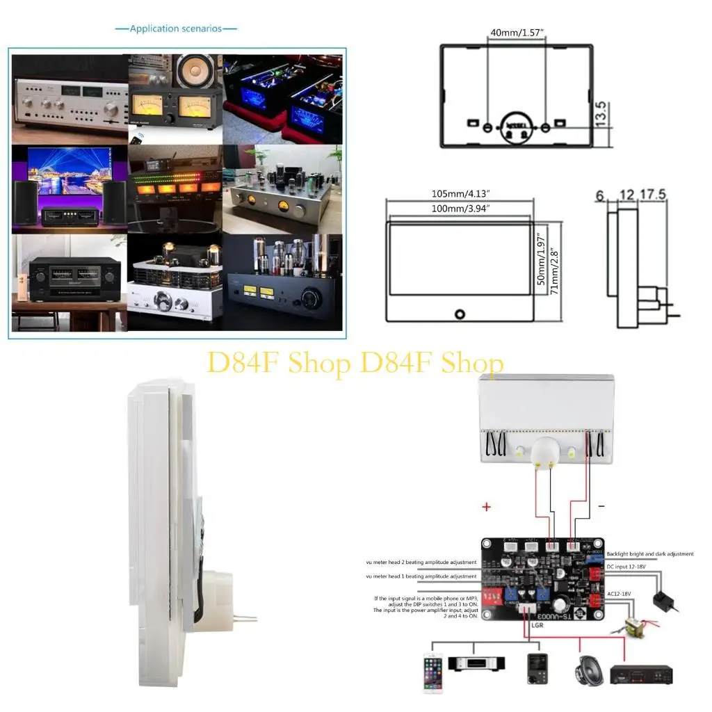 D84F High Accuracy VU-Meter Header Audio-DB Level Header Power Amplifier-Level Meter Ammeter Measuring Instrument Tool TN-105