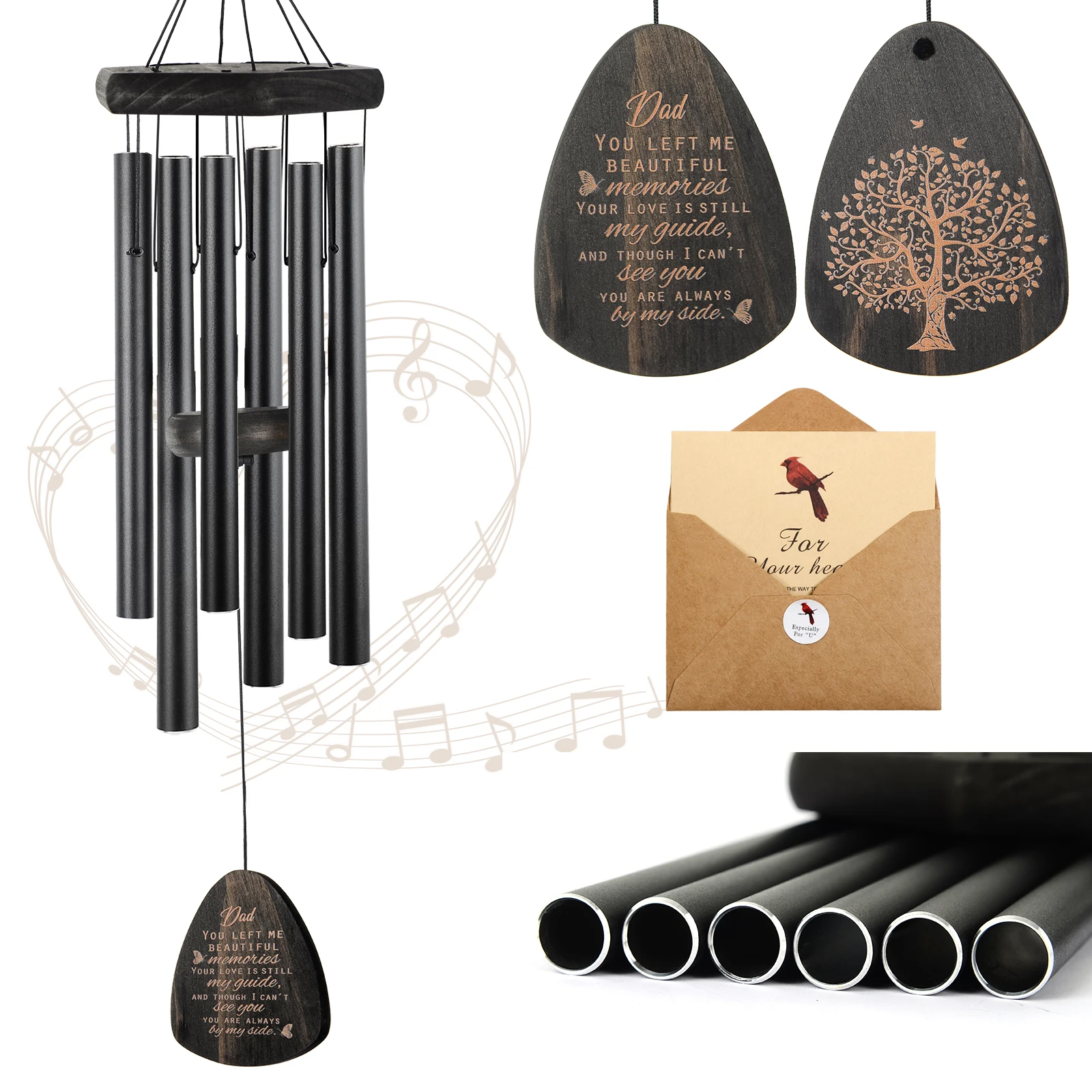 Soothing Melodic Tones Wooden Wind Chimes for Bereavement Pet Memorial Sympathy Gifts for Outdoor Garden Patio Balcony Home