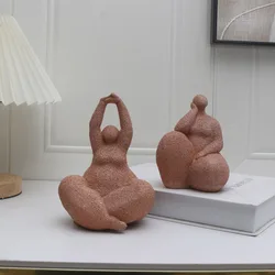 1pc, Sandstone Resin Chubby Woman Statue Handmade Sandstone Abstract Art Home Living Room Office Cabinet Tabletop Entryway Dec