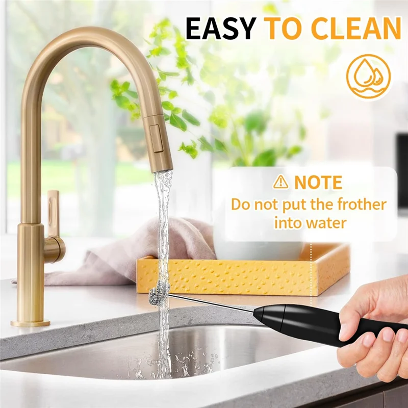 UNCL Frother Wand 충전식, 전기 Frother Wand 휴대용 커피 폼 메이커 스테인레스 스틸 스탠드