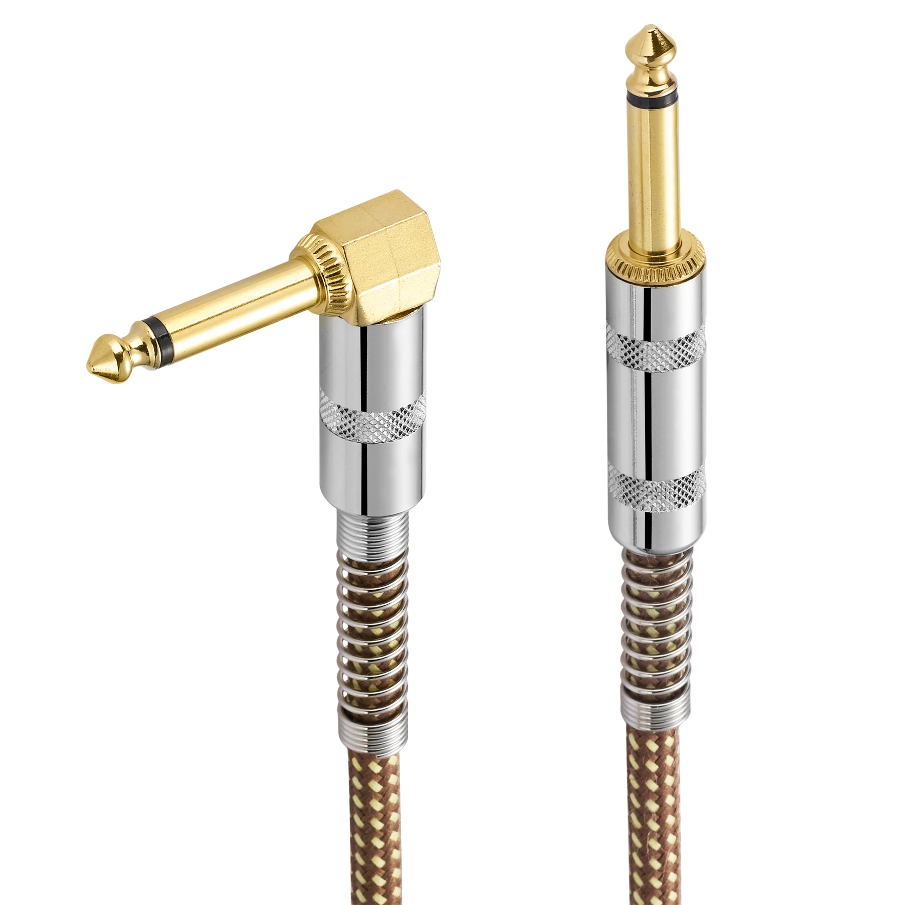 Bochara pleciony 1/4 \'\'Jack 90 stopni 6.5mm do 6.5mm Audio Mono kabel pozłacany na gitarę elektryczną wzmacniacz miksujący 1.5m 3m 5m