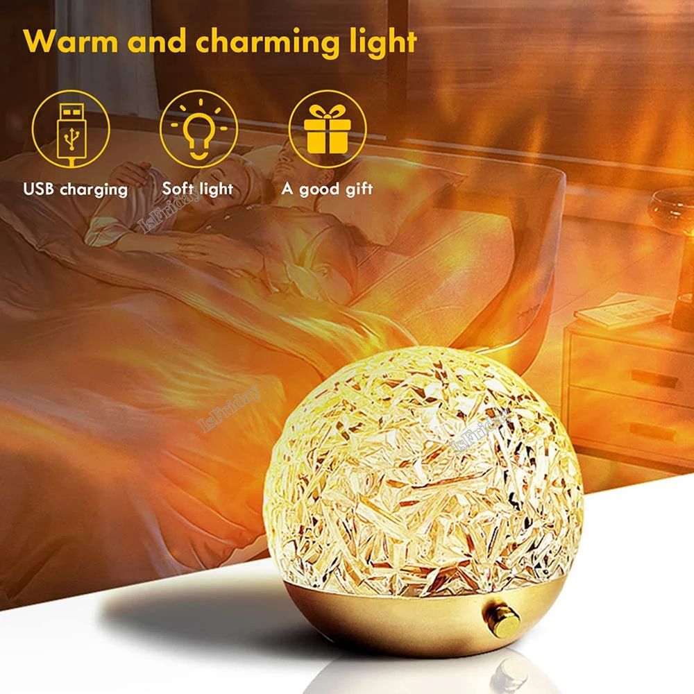 المياه تموج تأثير ضوء العارض لهب الغلاف الجوي الجدول مصباح كروية الدورية Led عرض اللمس التحكم مكتب غرفة زوجين