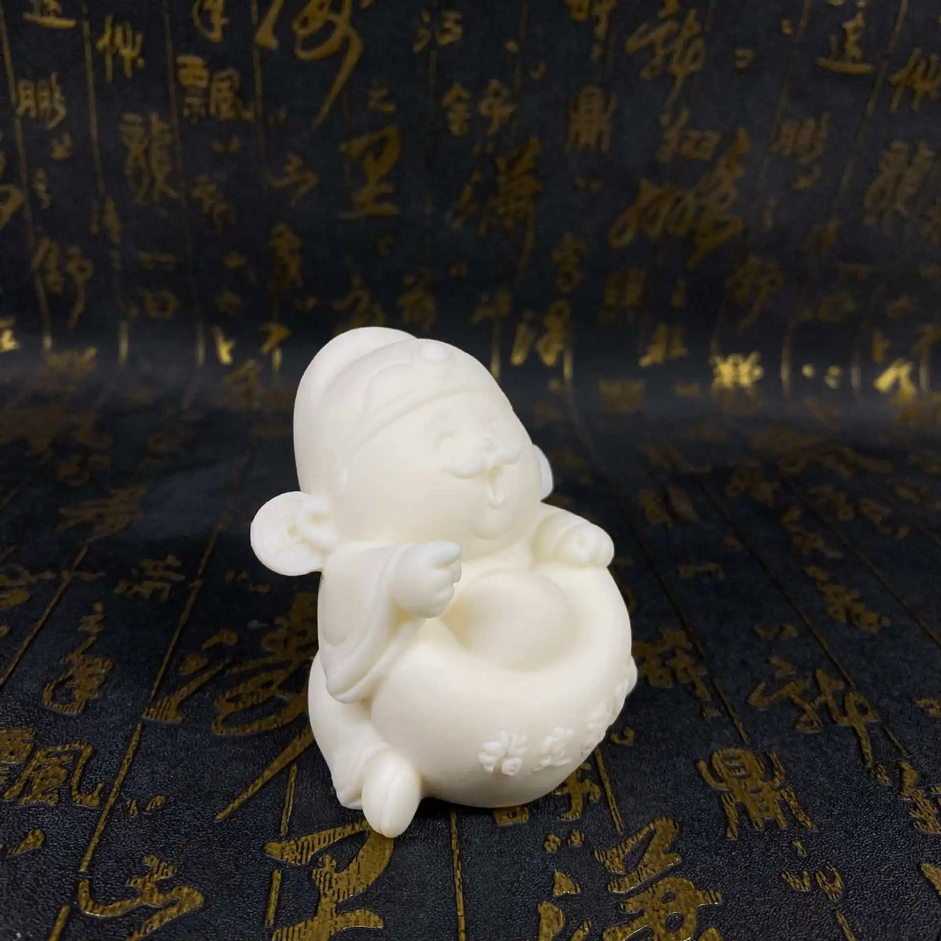 Ivory Nut Carved God of Wealth Statue 776.5cm Office Desktop Living Room Car Interior Craft Ornament Fortune Blessing Decor