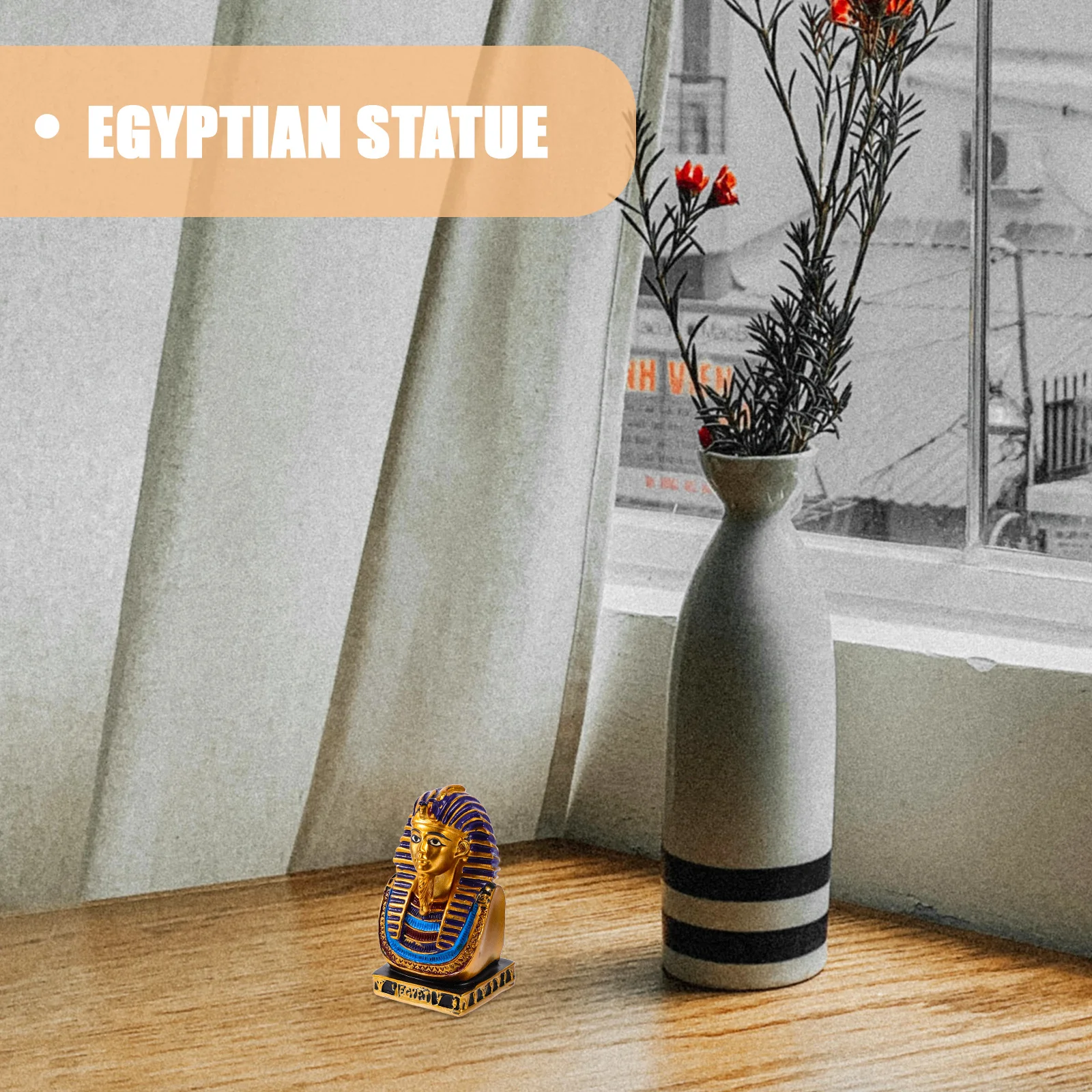 

Creative Pharaoh Resin Statue Egyptian Decor Home Office Tabletop Ornament Retro Ancient Sculpture Egyptian Statue