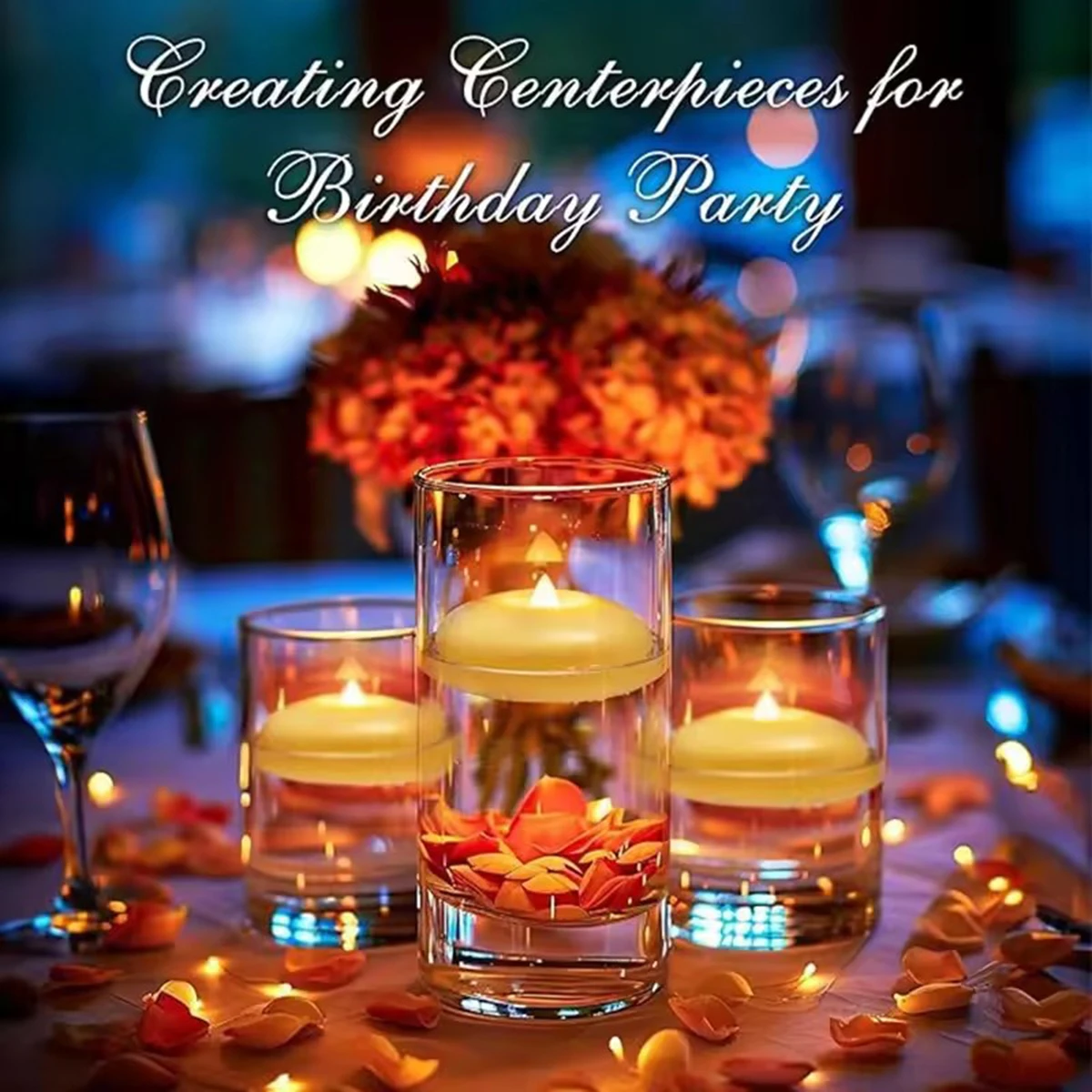Waterproof Floating candle lamp, Button Battery-Operated LED Tea Lights, Flameless Flickering Tealights for Pool, Bath, Spa, or Wedding Wax floating candle