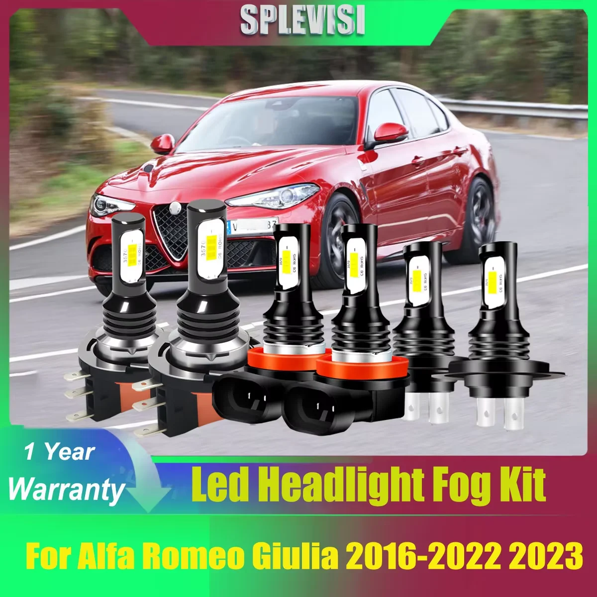 Headlight Hi Low Beam Fog Light W/Load Resistor Easy Plug Play For Alfa Romeo Giulia 2016 2017 2018 2019 2020 2021 2022-2023