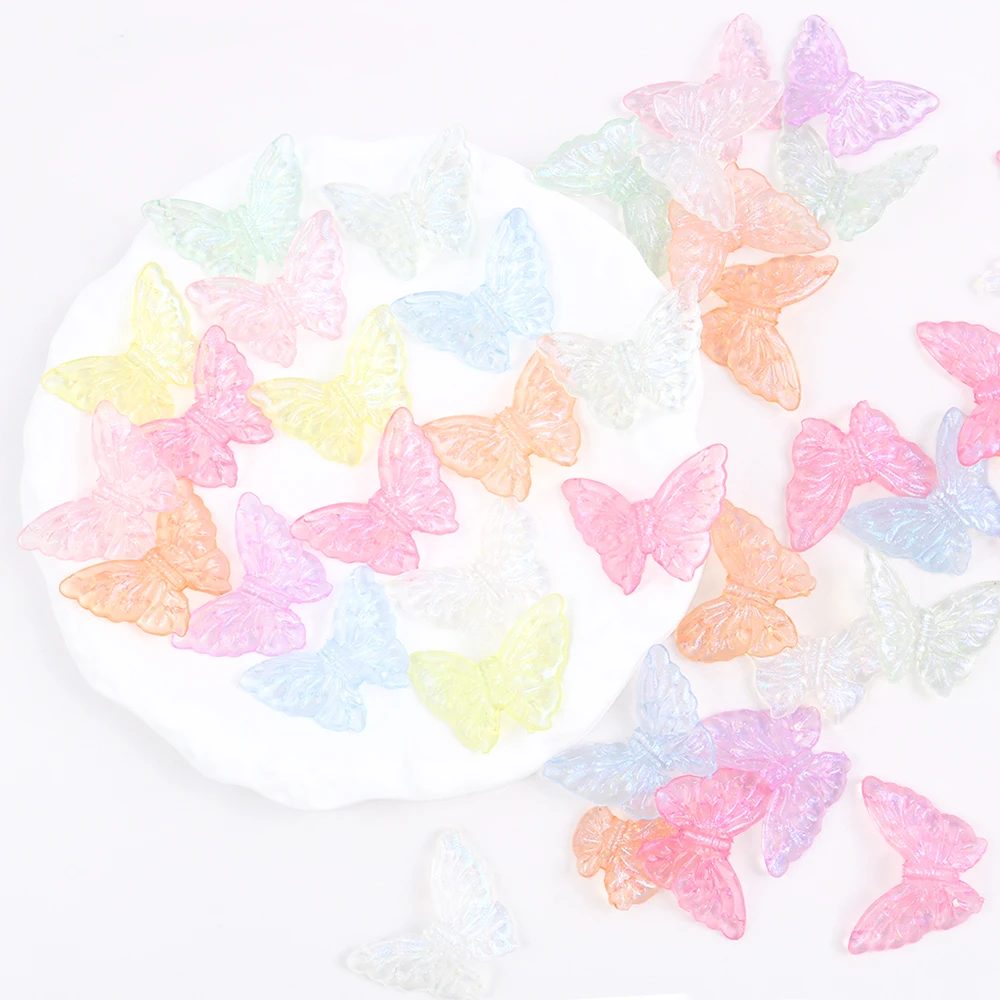 반짝이 AB 컬러 나비 아크릴 비즈 팔찌 DIY 쥬얼리 만들기 목걸이 공예 액세서리용 루즈 비즈