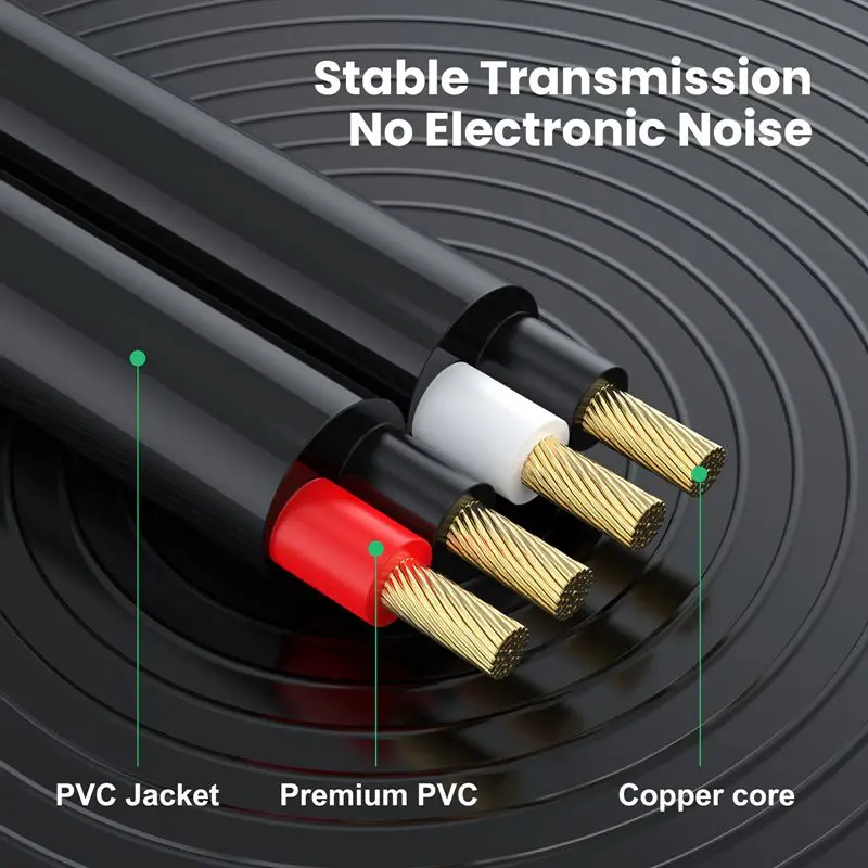 Amplificador de altavoz de loto doble de cobre puro estéreo macho a macho, Cable de conexión de Audio de TV, 2RCA