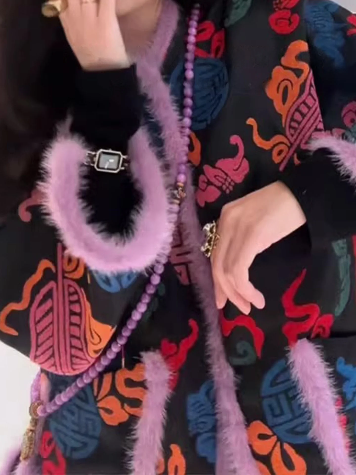 Nuevo Jaet de algodón con estampado Floral chino para mujer, prendas de vestir exteriores holgadas de invierno, Ele Ladylike Retro Sle