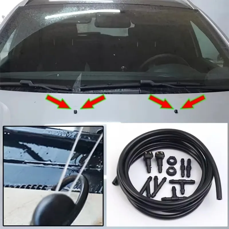 Universal Car Auto Windshield Washer Hose Wiper Blade Pipe Jet Spray Nozzle Water Fluid Tube Joiner Connector Replacement Kit