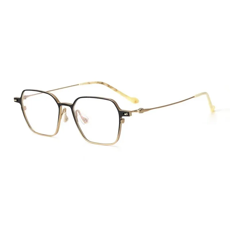 

9G niche retro design square glasses, ultra-light pure titanium big face glasses frame can be equipped with myopia