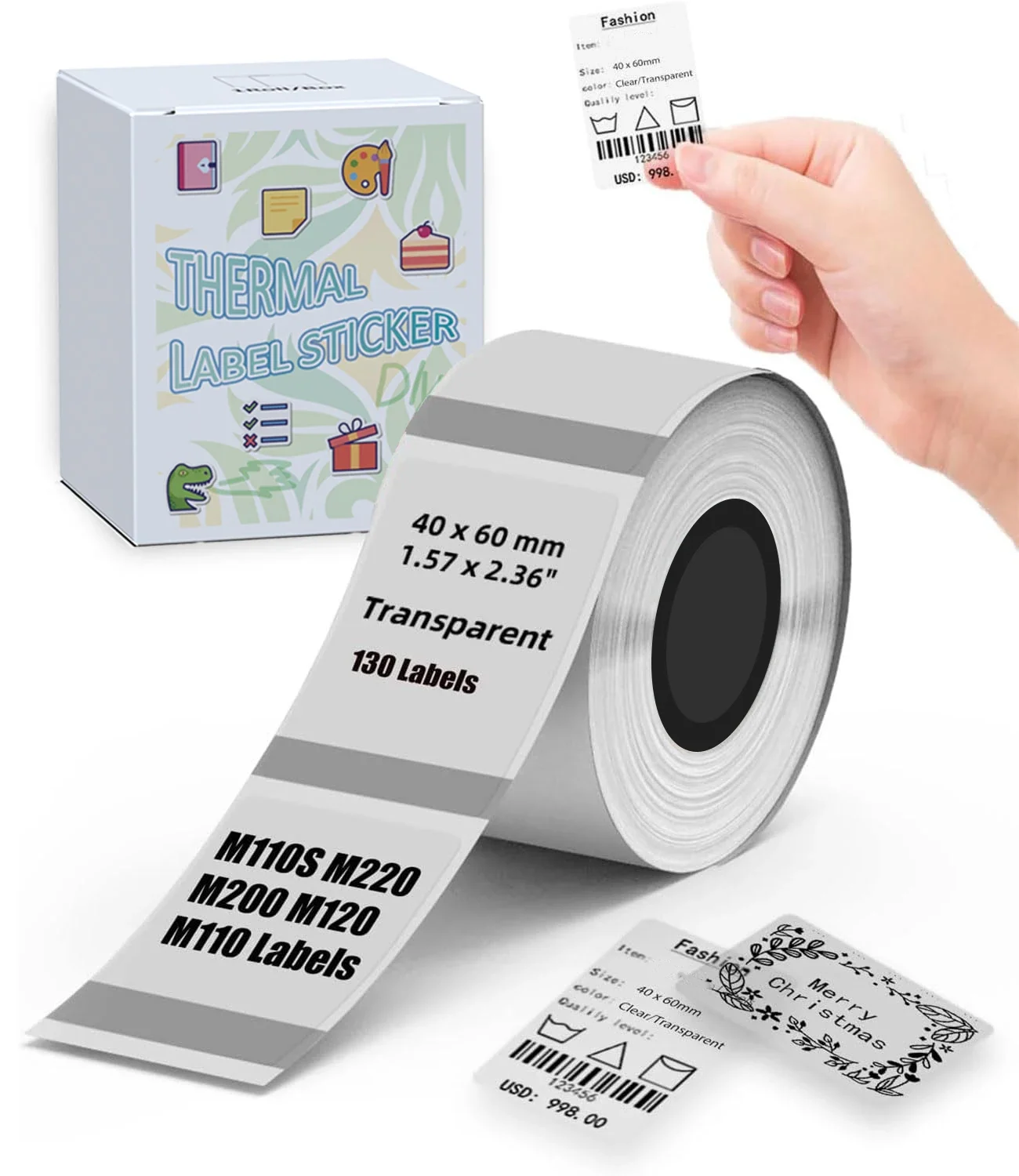 Kertas Label untuk Printer M110 M220 Label alamat transparan kertas termal berperekat kompatibel dengan M110/M200 1.57 "x 2.36"