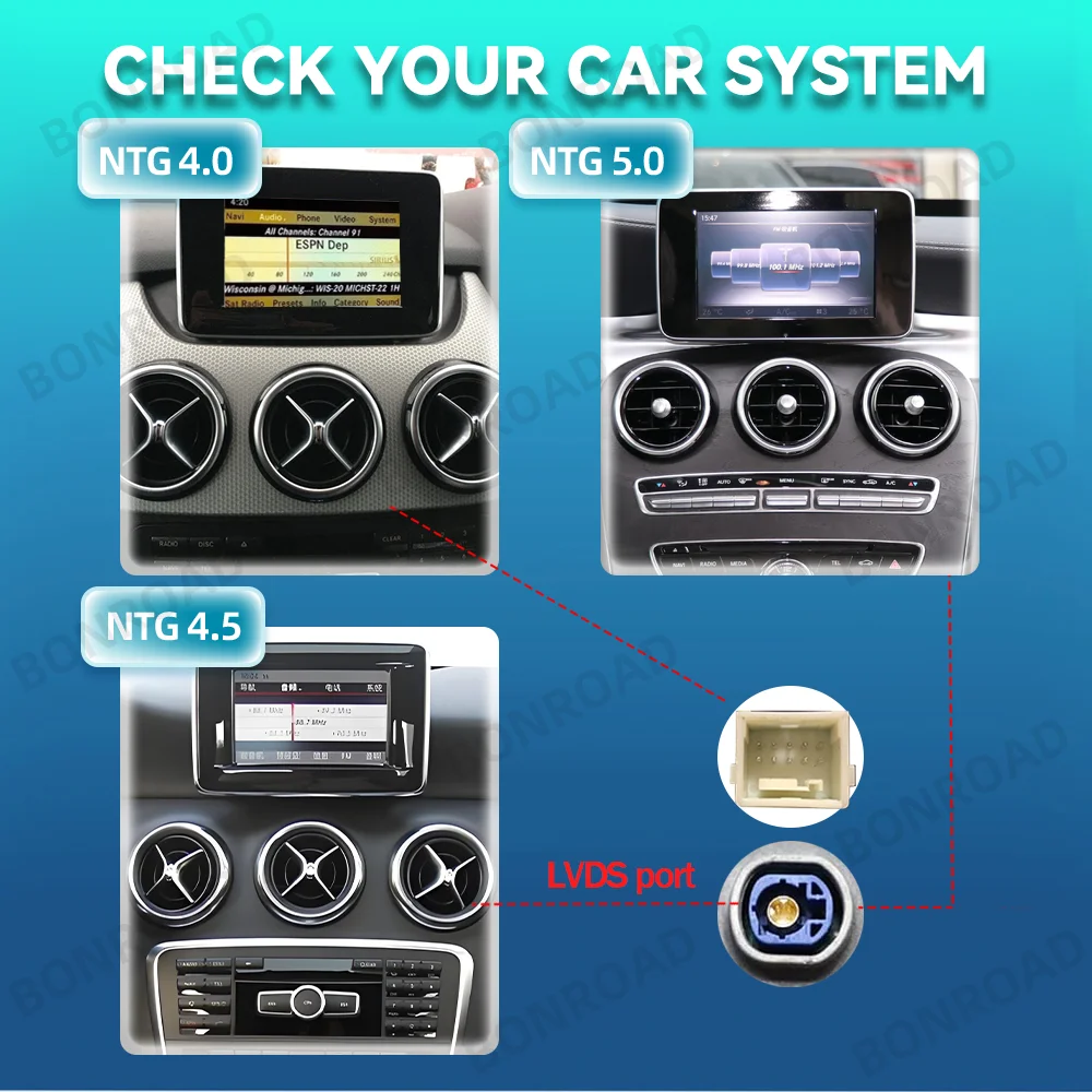 BONROAD 2400*900 12.3 Touch Screen Ultra Thin Car Multimedia Wireless CarPlay Android Auto Radio GPS For Mercedes Benz C GLC V W204 W205 GPS Display Navigation Stereo Mirrorring Airplay Autolink