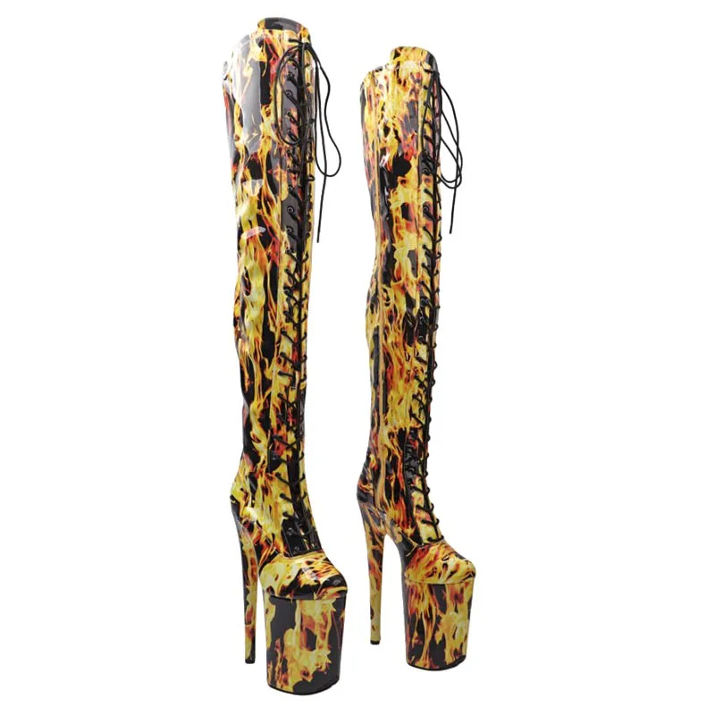 Leecabe  23CM/9inches pretty shiny PU  Trend fashion Heel platform stripper heel Pole Dance boots