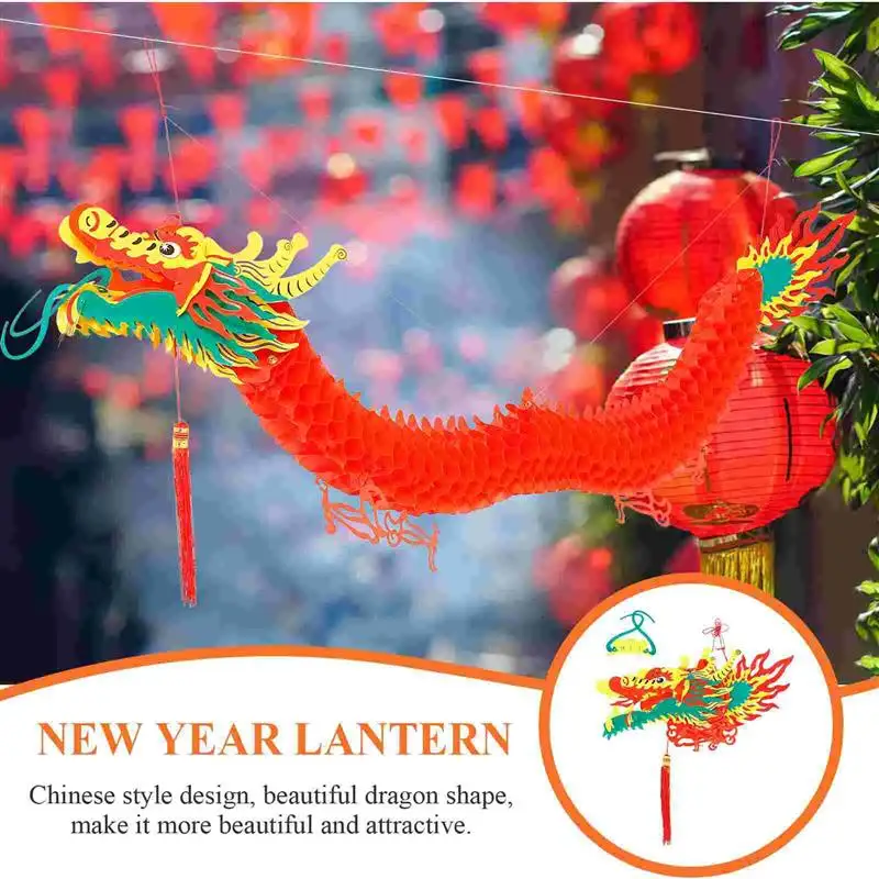 Chinese Dragon Paper Decoration Festival Year Garland Plastic Hanging 3d Chinese New Year Dragon Ornaments for Decoration New