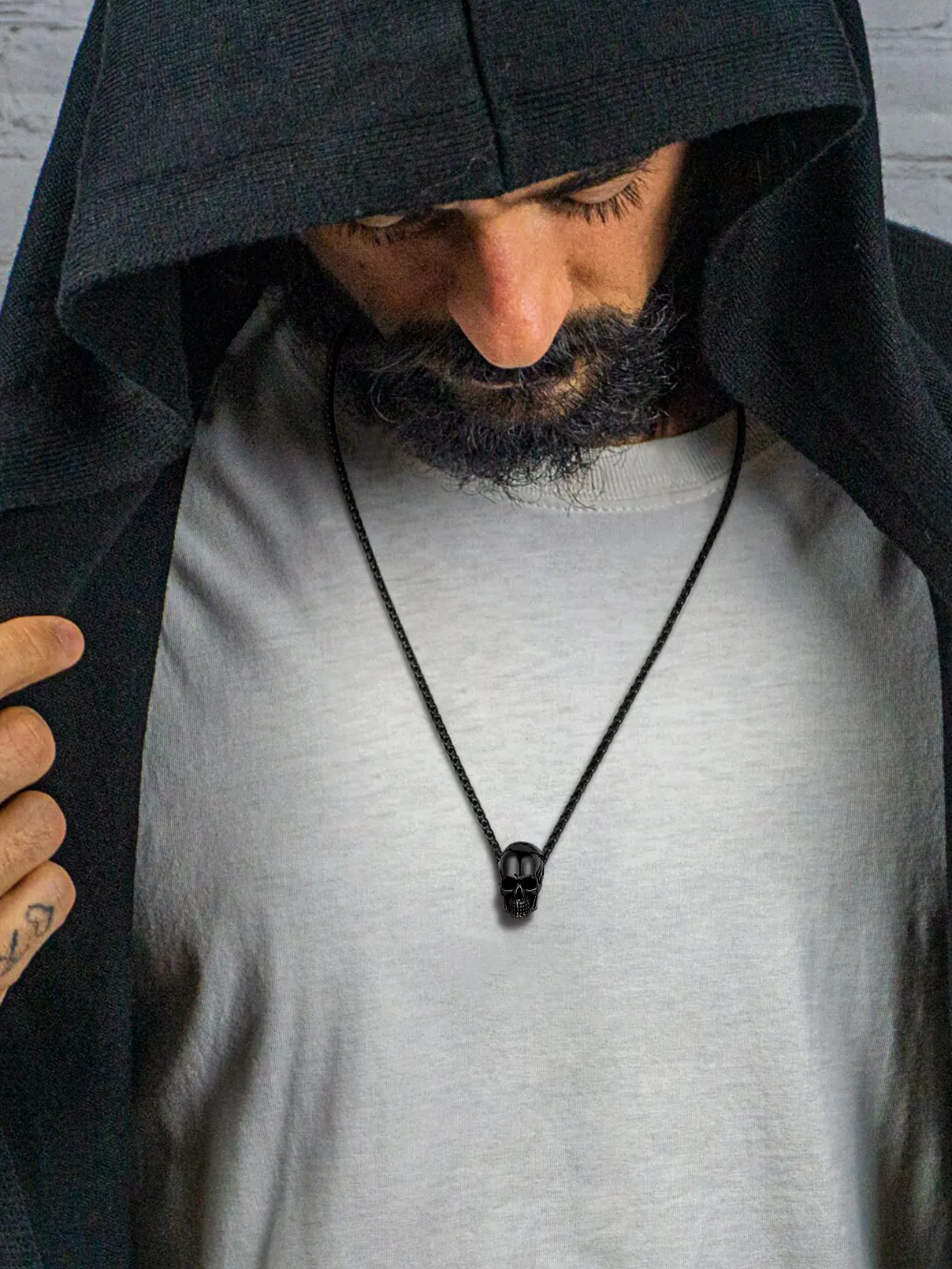 U7 Skull Necklaces for Men Skeleton Pendant with 18-30 inches Wax Cord / Link Chain Punk Retro Gothic Stainless Steel Jewelry