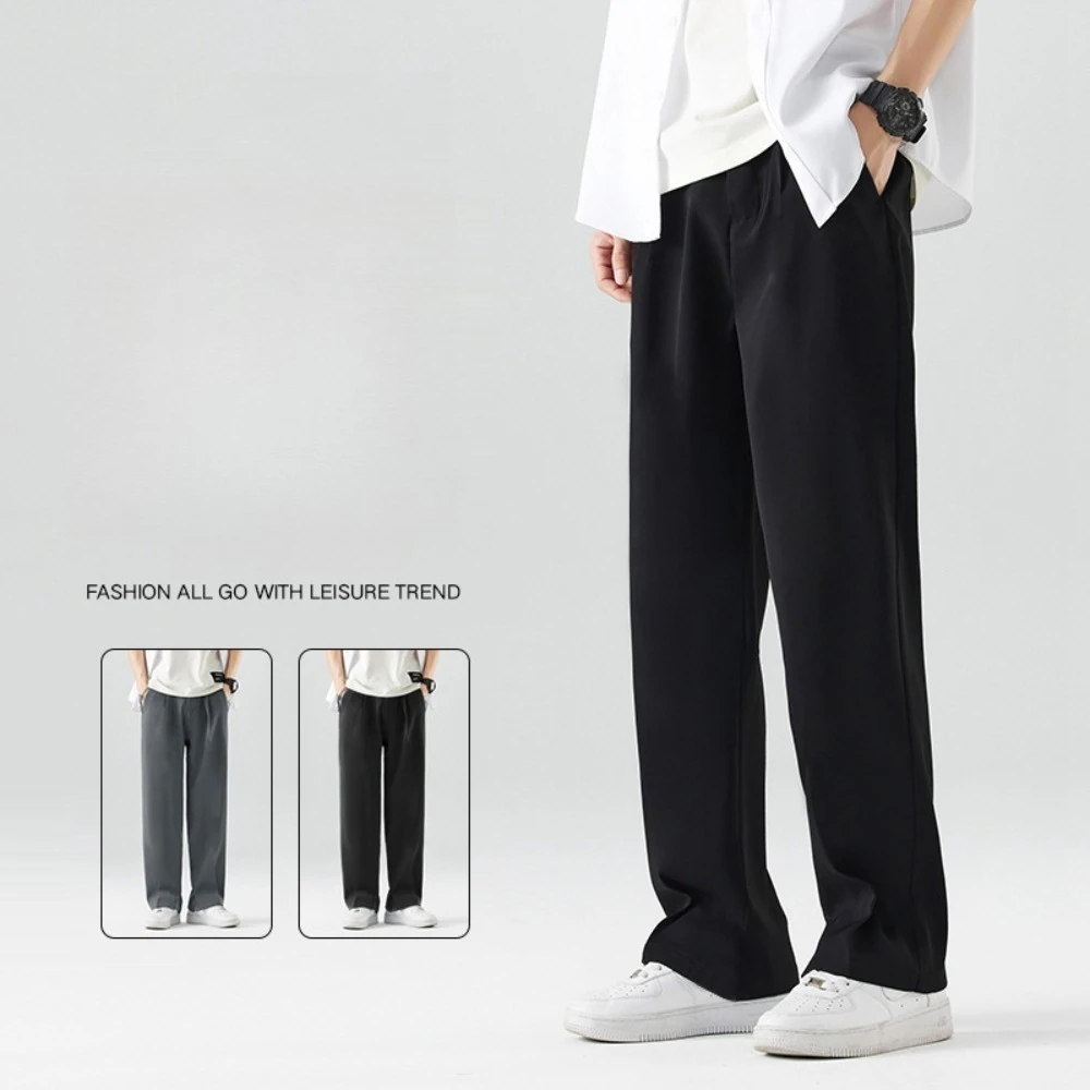 

Men's spring and autumn casual loose straight drape suit trousers light business three-dimensional cutting no ironing treatment
