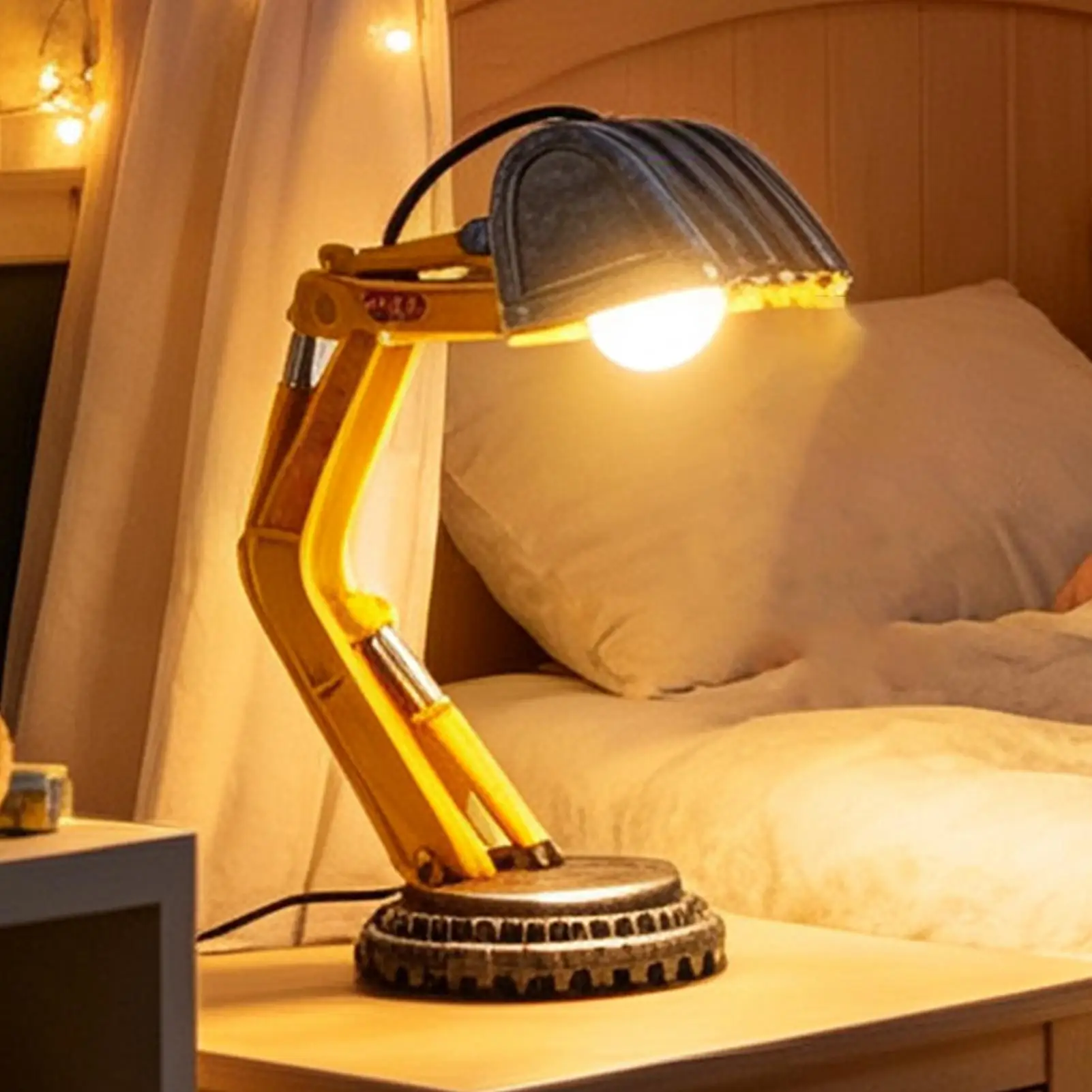 Excavator Desk Lamp LED Construction Vehicle Reading Light Excavator Bedside Table Lamp For Boys Reading Kids Room Home Office