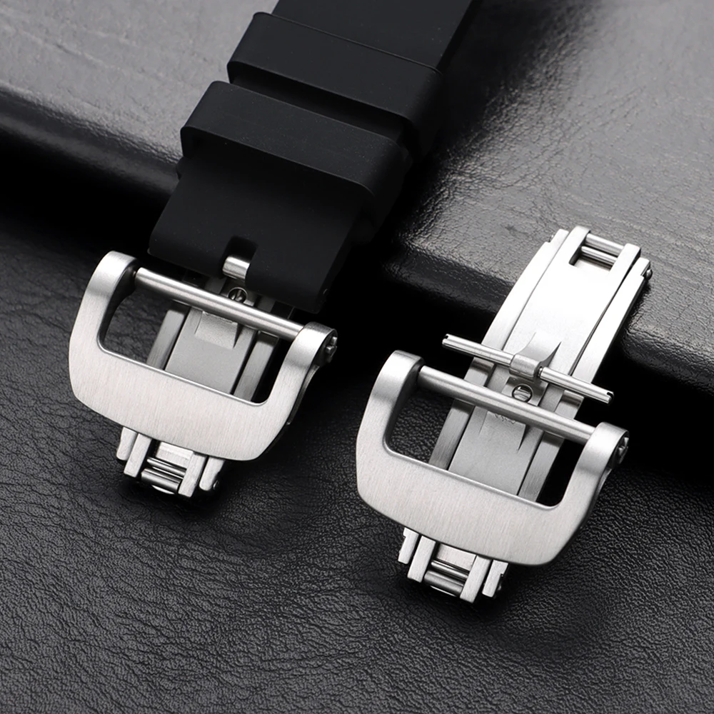 

Пряжка для часов с бабочкой для Richard Mille, матовая пряжка из нержавеющей стали, серебряная металлическая застежка, 18 мм, 20 мм, кнопка для часов