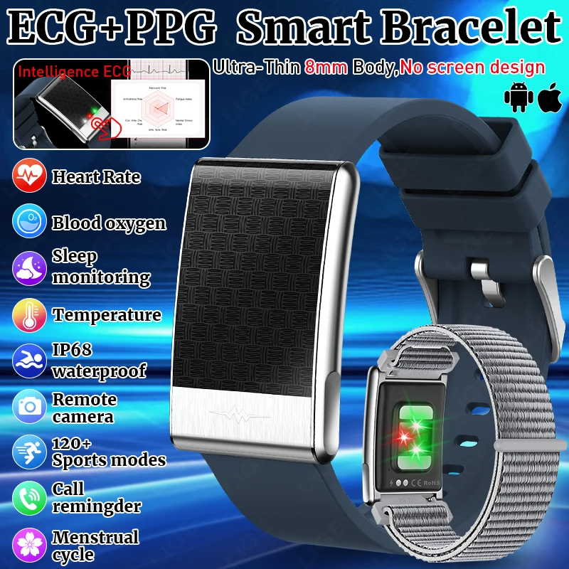 

Новый умный браслет для физического контроля состояния здоровья, мужской, с функцией ЭКГ, измерением уровня мочевой кислоты, спортивными функциями, напоминанием о звонках, без экрана