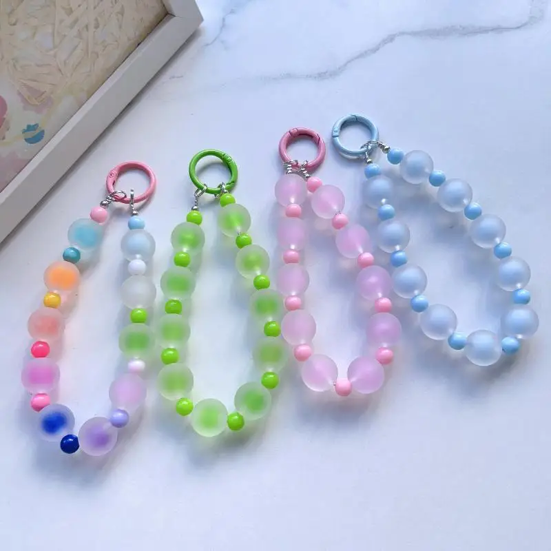 Regenbogenfarbene, mattierte Jelly-Perlen-Handyschnur, kreatives Geschenk, doppelter Verschluss, Anti-Verlust-Handgelenkschlaufe für Geburtstagsgeschenke an Freunde – Detail 7