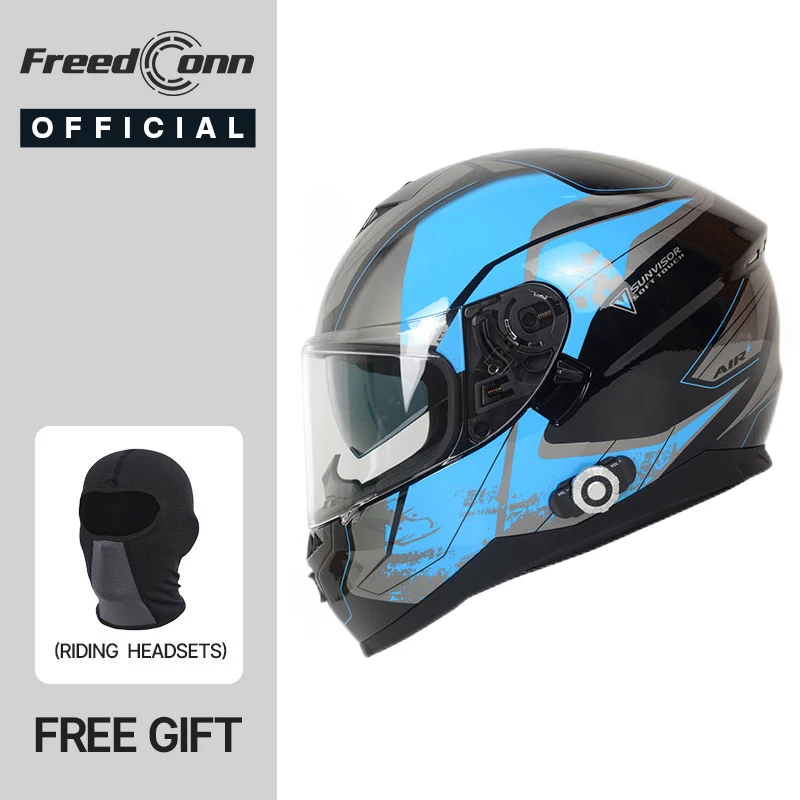 

Freedconn New BM22 Motorcycle Helmet Blutooth Group Intercom Full Face 6 Riders Wireless 1000M 6 Riders FM Radio Music Share