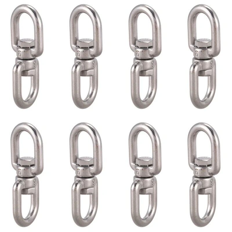 8X Marine Mooring Stainless Steel 6Mm 15/64 Inch Eye To Eye Swivel Ring