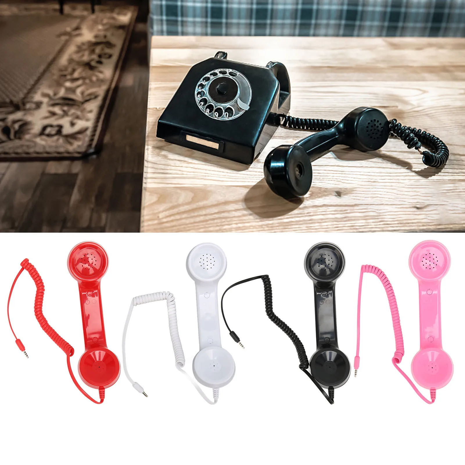 Retro Vintage Wired Telephone Handset Radiation-Proof 3.5mm Jack For Smartphones and Computers With Microphone