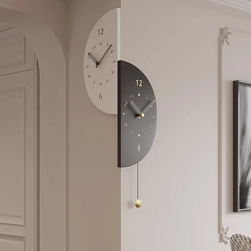 Double-sided Corner Wall Clock Creative Luxury Modern Simple Living Room Wall Clocks Convex Angle Interior Home Decorations