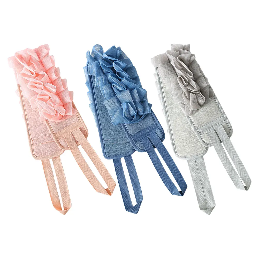 

3 pcs Long Handle Back Scrubber For Shower Dual-Sided Exfoliating Bathing Strap Portable Soft Washcloth Towel Lightweight Body