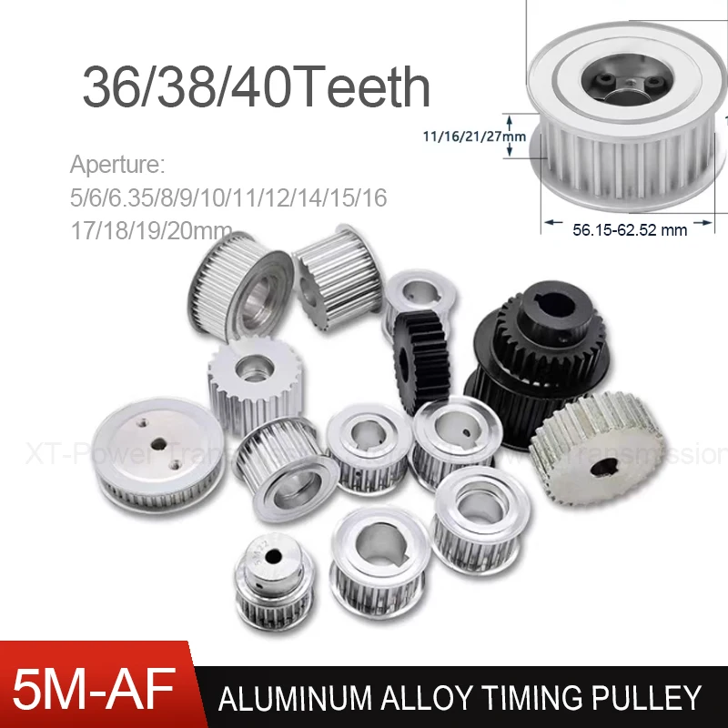 1Pcs AF-5M Aluminum Alloy Timing Pulley 36-40Teeth Expansion Sleeve Synchronous Wheel for Belt Width 10/15/20/25mm Bore 5-28mm