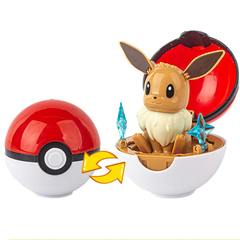 Pokémon Anime Figure Model Toys for Boys, Deformado Elf Ball, Pikachu, Eevee, Squirtle, Charmander, Bulbasaur, Boneca, Presentes de Aniversário