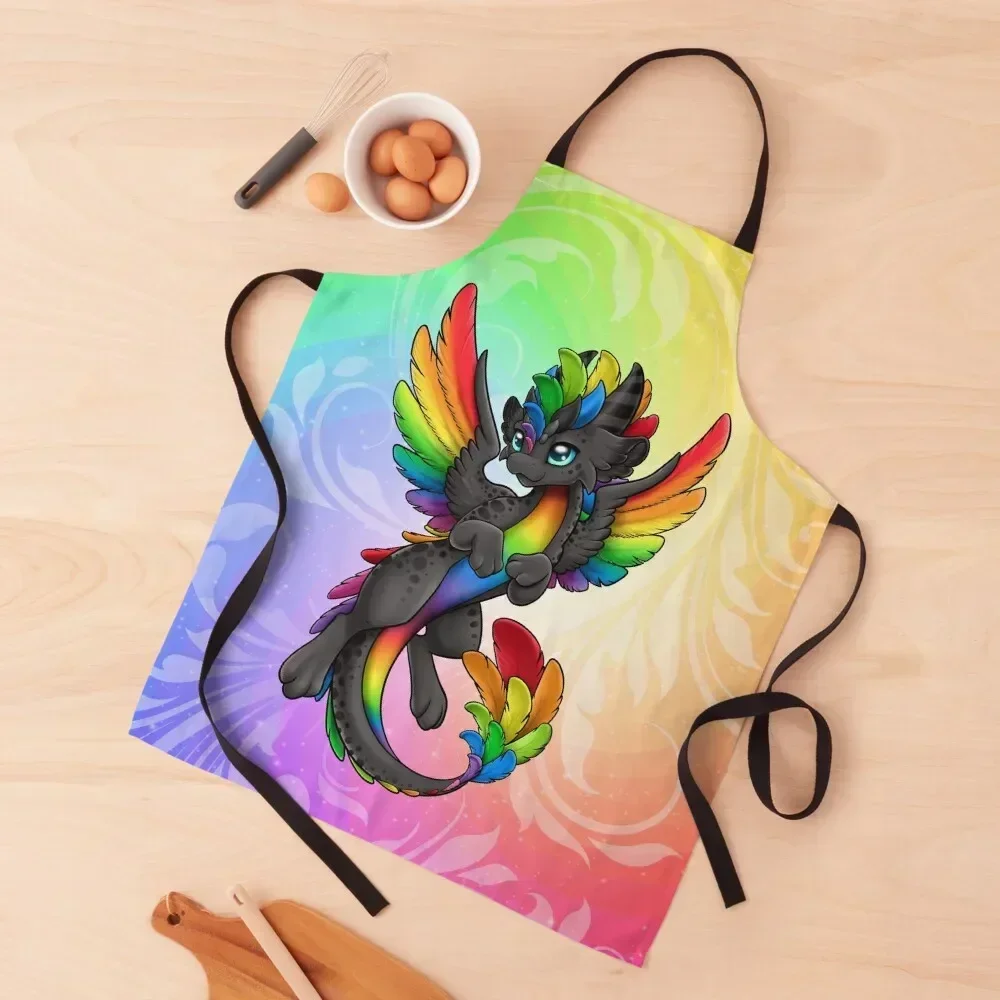 

Zen 'Black Rainbow' Dragon Apron Hairdressing Nursing Kitchen And Household Goods Cleaning Products For Home Apron