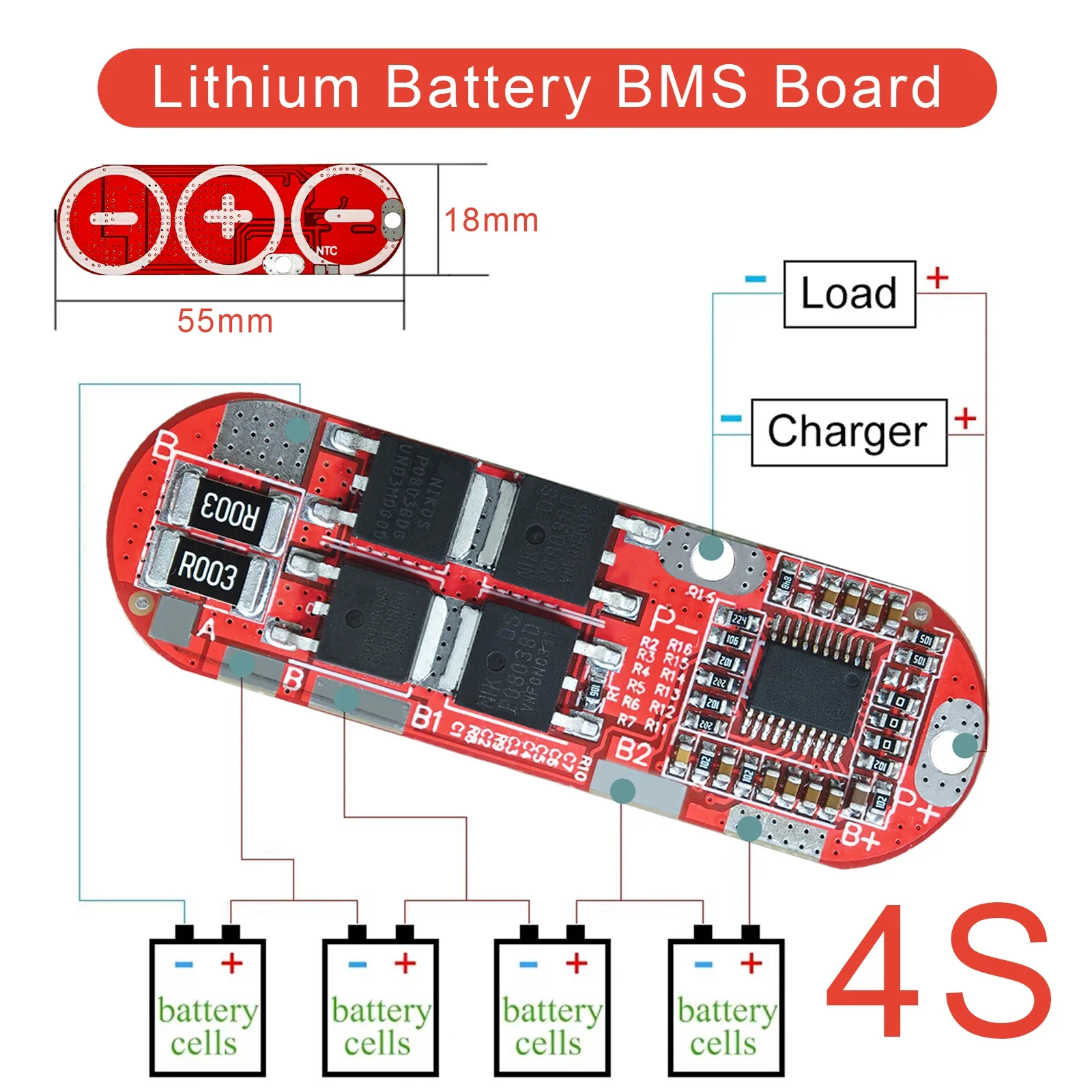 BMS 1S 2S 10A 3S 4S 5S 25A Lithium-Batterie-Schutzplatine 18650 Li-Ion Lipo Ladegerät Überladung Überentladung Kurzschluss PCB – Detail 13