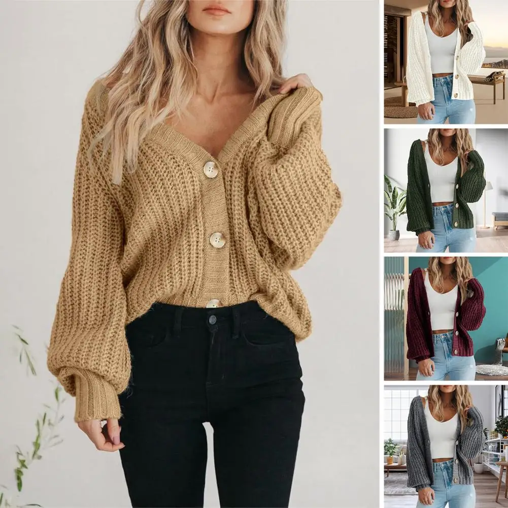 

Single Breasted Cardigan Stylish Women's Chunky Knit Cardigan Fall/winter Open Front Sweater with Button Closure for Modern