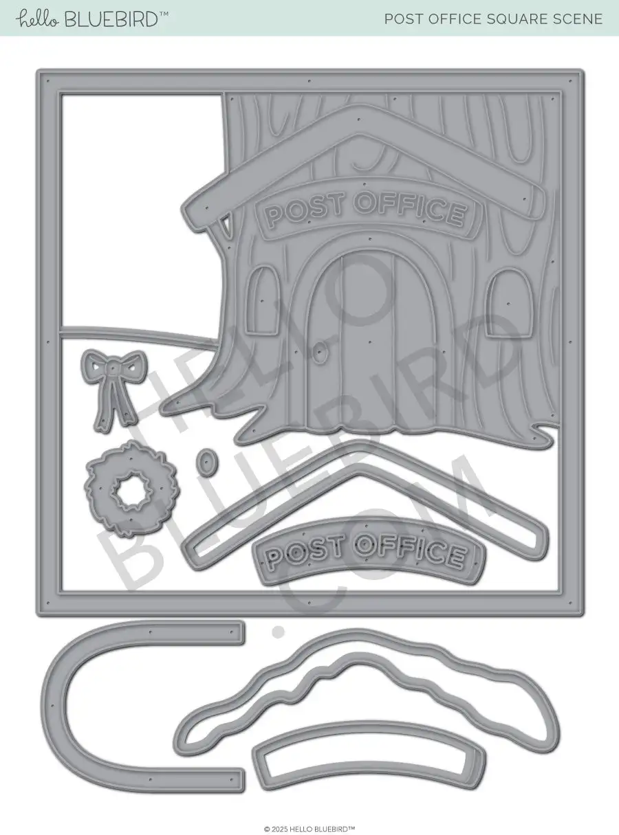 2025 Winter Release Post Office Square Scene Metal Cutting Dies Clear Stamps For DIY Scrapbook Craft Decoration Embossing