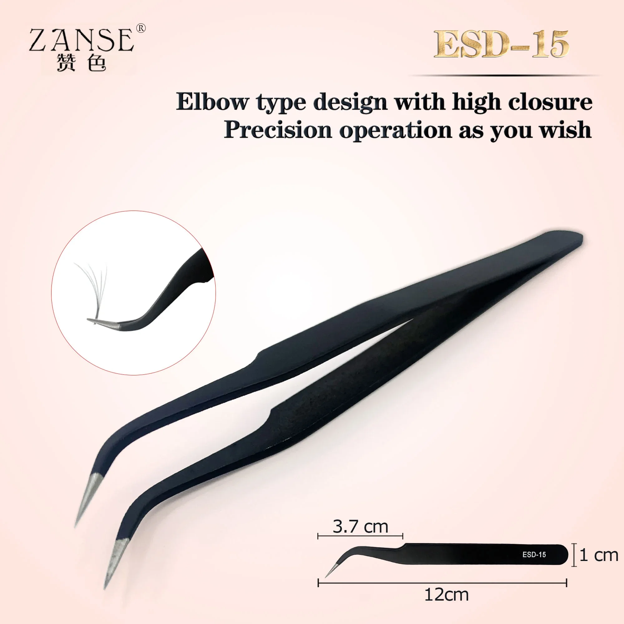 ZANSE-Pince à épiler en acier inoxydable, applicateur antistatique de haute précision pour extensions de cils, outils de maquillage