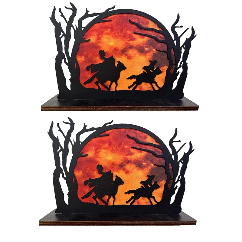 

Headless Horseman Silhouette Halloween Desktop Decoration, Headless Horseman Silhouette Statue With Background-A03I