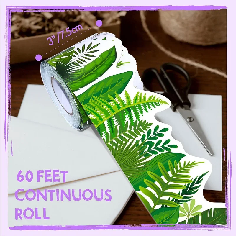 Green Leaves Blackboard Bulletin Board Border Stickers Self Adhesive Wallpaper DIY Handicraft Art Wall Decor for Home Room Decor