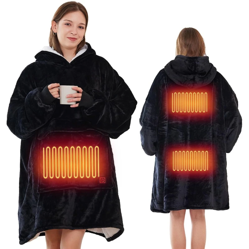

Wearable heating blanket hoodie sweater electric blanket outdoor cold warm nightgown