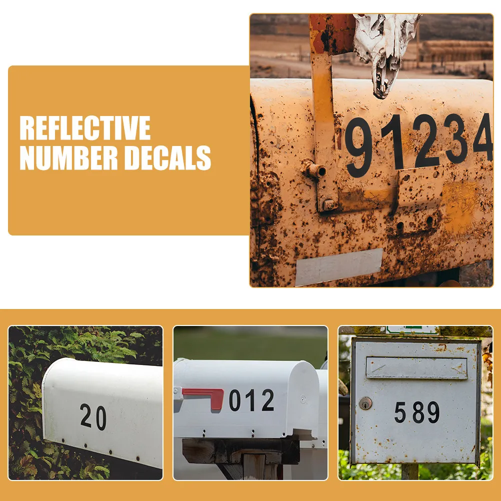 4Sheet Reflective Number Decals Self Adhesive Outdoor Numbers for Mailbox Door Window Address Signs Waterproof Night