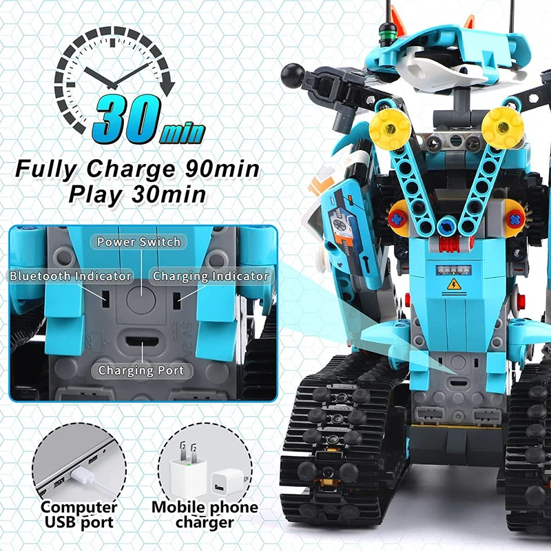 2 In 1 Moc Modular Car Bricks High-Tech APP Remote Control Robot Programmable Building KIT Educational STEM Toy Gift For Kids