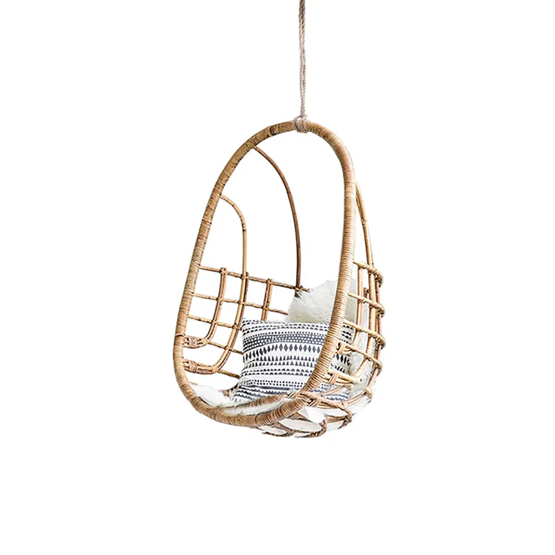 Ins كرسي متأرجح معلق داخلي الكبار الروطان الإندونيسي صحيح الروطان خمر اليدوية سلة معلقة شرفة المنزل #4