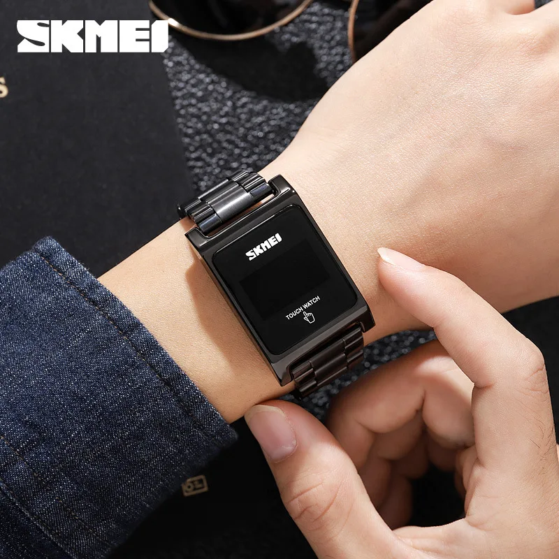 Skmei Fashion Led Touch Screen Watch  Steel Strap Waterproof Men's Steel Belt Electronic  Business Fashion Watch for Men