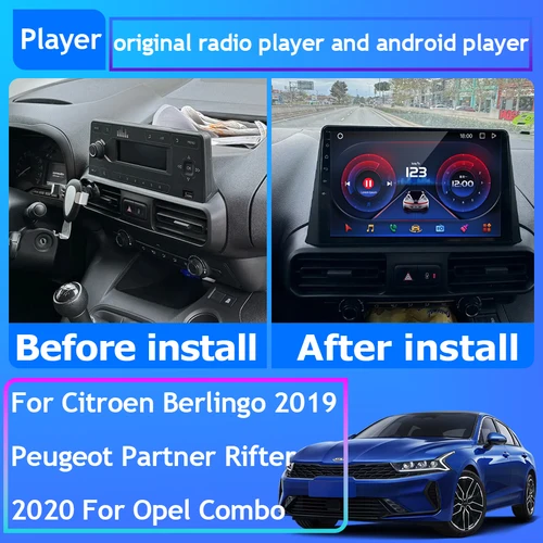 Imagen 2 del producto Radio de coche Carplay para Citroen Berlingo 2019 Peugeot Partner Rifter 2020 para Opel Combo navegación GPS Android Auto WiFi No 2din